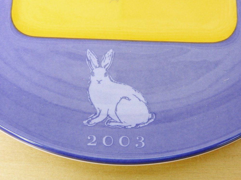アラビア ARABIA Flora & Fauna イヤープレート アートプレート ラウンド ウサギ 2003年 壁掛け可 北欧雑貨 元箱付 ●　　 
