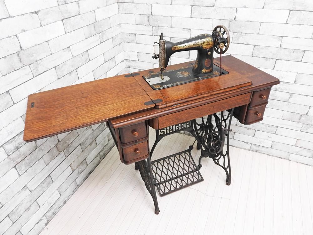 シンガー SINGER 足踏みミシン Sewing Machine 15K ミシンテーブル 鉄 ...