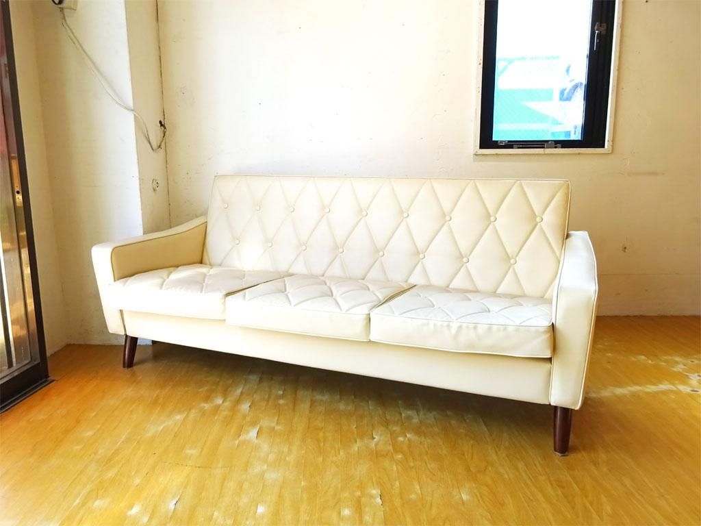 カリモク60 Karimoku ロビーチェア 3シーター ソファ スタンダードアイボリー Standerd Ivory ミッドセンチュリー Tokyo Recycle Imption 東京 世田谷のリサイクルショップ デザイナーズ 北欧家具の販売 買取