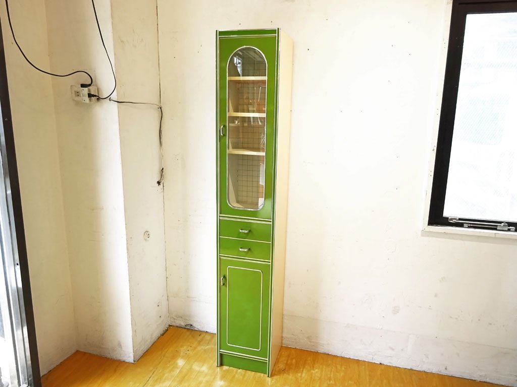 レトロポップ 食器棚 ジャパンビンテージ スリム カップボード