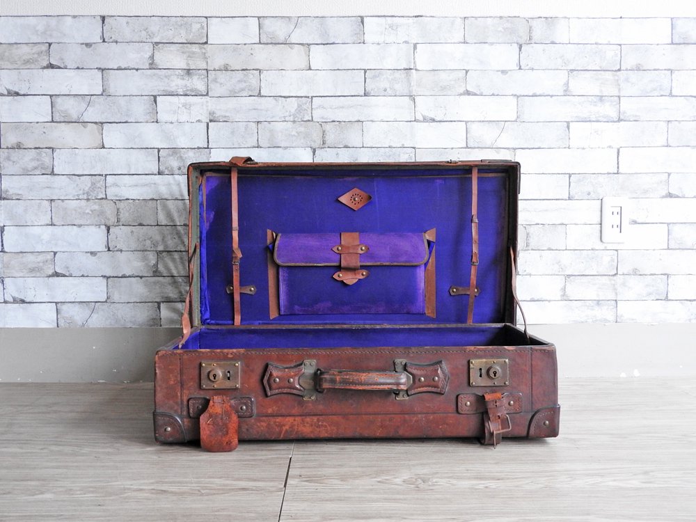 ビンテージ Vintage レザートランクケース スーツケース 本革 ブラウン