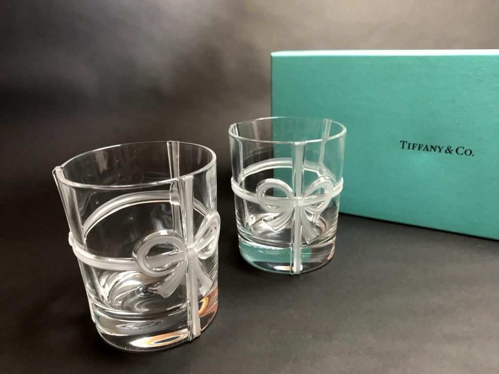 ティファニー Tiffany & Co. ボウ グラス 2客セット ペアグラス