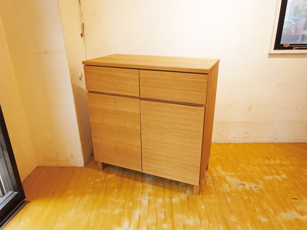 無印良品 MUJI 木製 サイドキャビネット タモ材 廃盤 収納家具