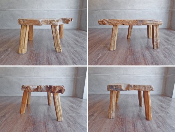 アジアンチーク 無垢材 一枚板 サイドテーブル スツール 天然木 店舗 