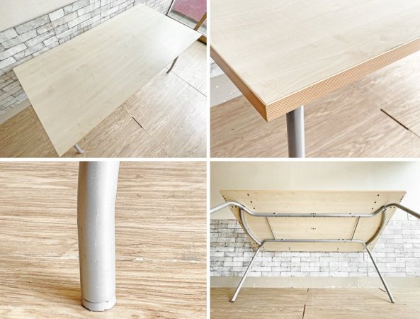 シンプルデザイン Simple Design ワークテーブル ミーティングテーブル メラミントップ × スチールレッグ W160cm 現状品 ●