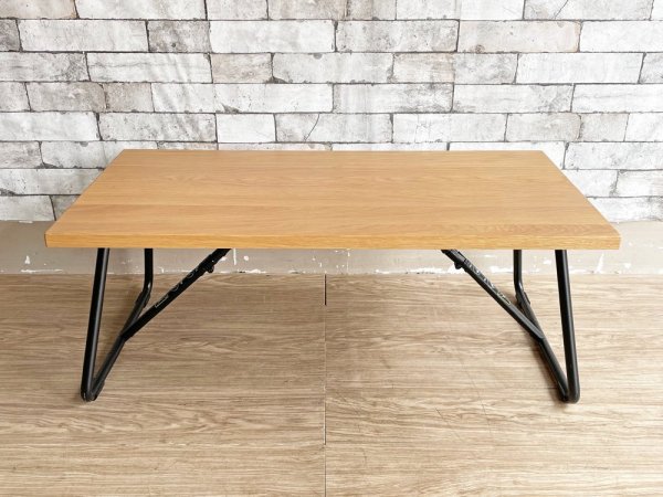 無印良品 MUJI 折りたたみローテーブル オーク材 × スチール脚 W90cm 
