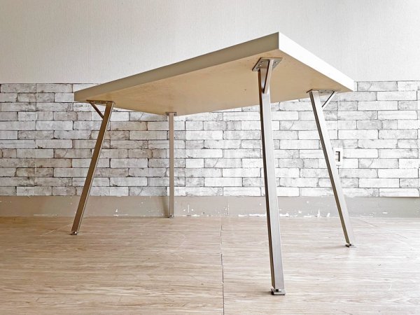 ボーコンセプト Bo Concept オッカ Occa ダイニングテーブル ホワイト天板×ブラッシュドスチールレッグ W120cm モダン デンマーク ●