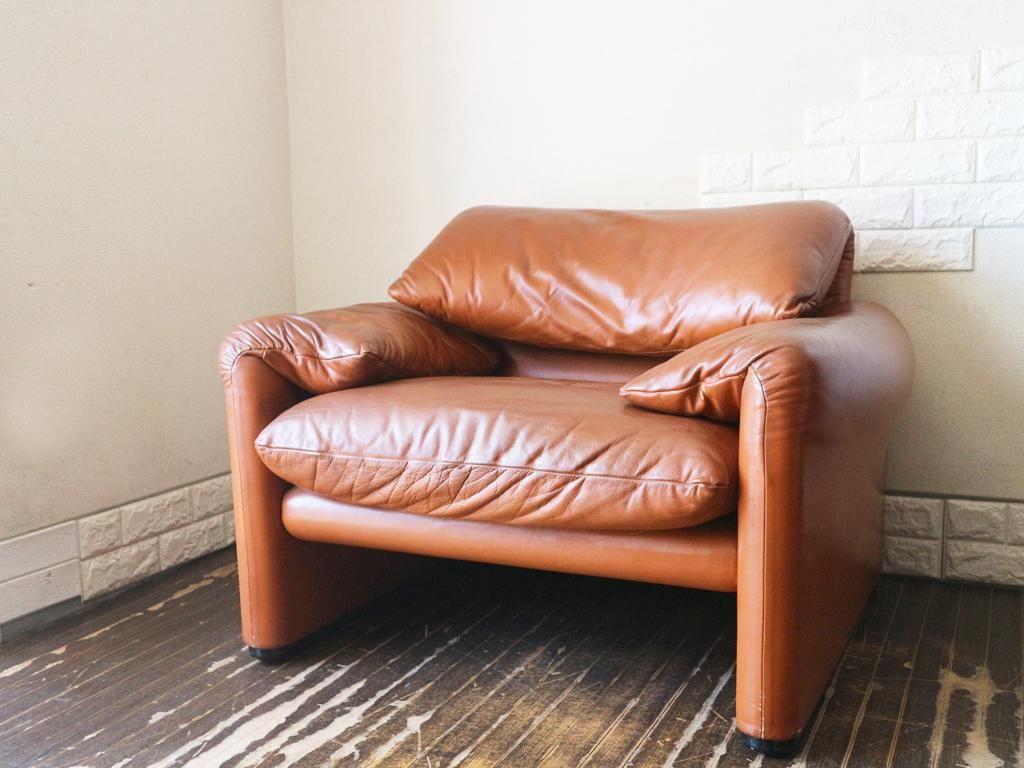 カッシーナ Cassina 675 マラルンガ MARALUNGA 1シーター ソファ 本革 ...