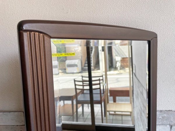 アルテ ARTE ウォールミラー 鏡 壁掛け 姿見 木製フレーム ダークブラウン 50×130cm シンプルデザイン ●