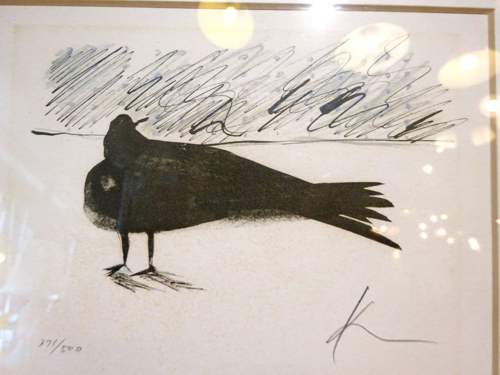 黒田 征太郎 SEITARO KURODA リトグラフ 版画 烏 カラス 額入り 1982年