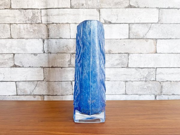 ドーム Daum フラワーベース 花瓶 花器 ガラス ブルー H30cm フランス ● 