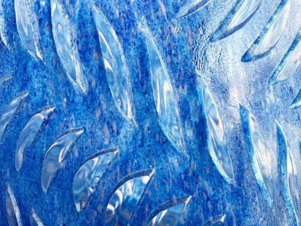ドーム Daum フラワーベース 花瓶 花器 ガラス ブルー H30cm フランス ● 