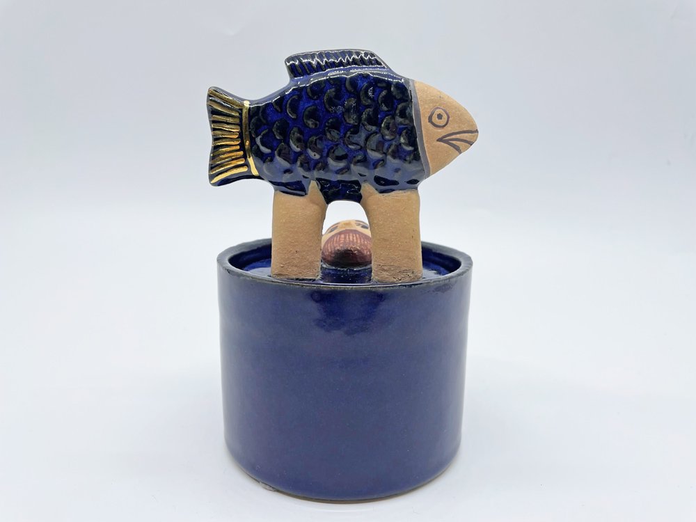 ꥵ顼 Lisa Larson դʪ Jar with Lid man & fish ƫ ǥ ե٥ GUSTAVSBERG 14,300-  