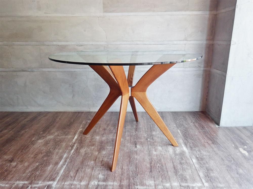 美品】カリガリス (calligaris) トーキョー ラウンド(天板クリアガラス