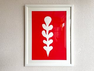 アンリ・マティス Henri Matisse 白いヤシと赤い背景 アートポスター 43×54cm シルクスクリーン 額装品 フランス  ● 