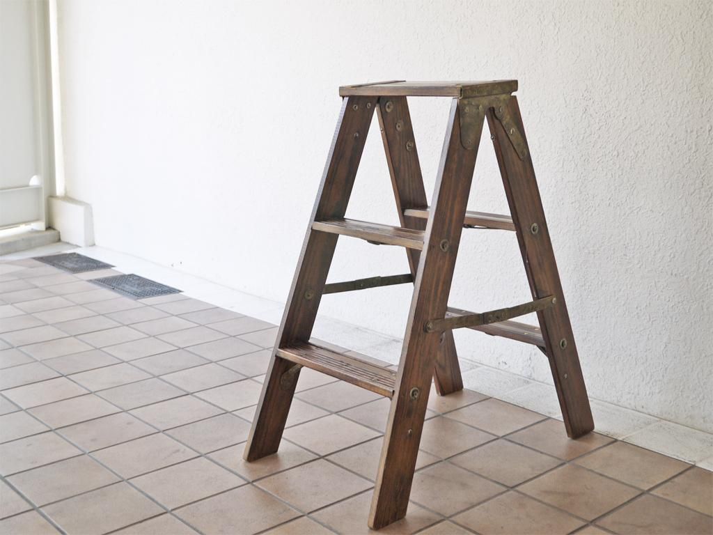 ビンテージ MADE IN USA WOOD STEP LADDER 木製 脚立-