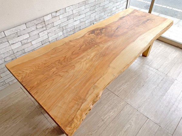 杉無垢材 一枚板 ダイニングテーブル W228 厚み6.3cm 耳付き オーク