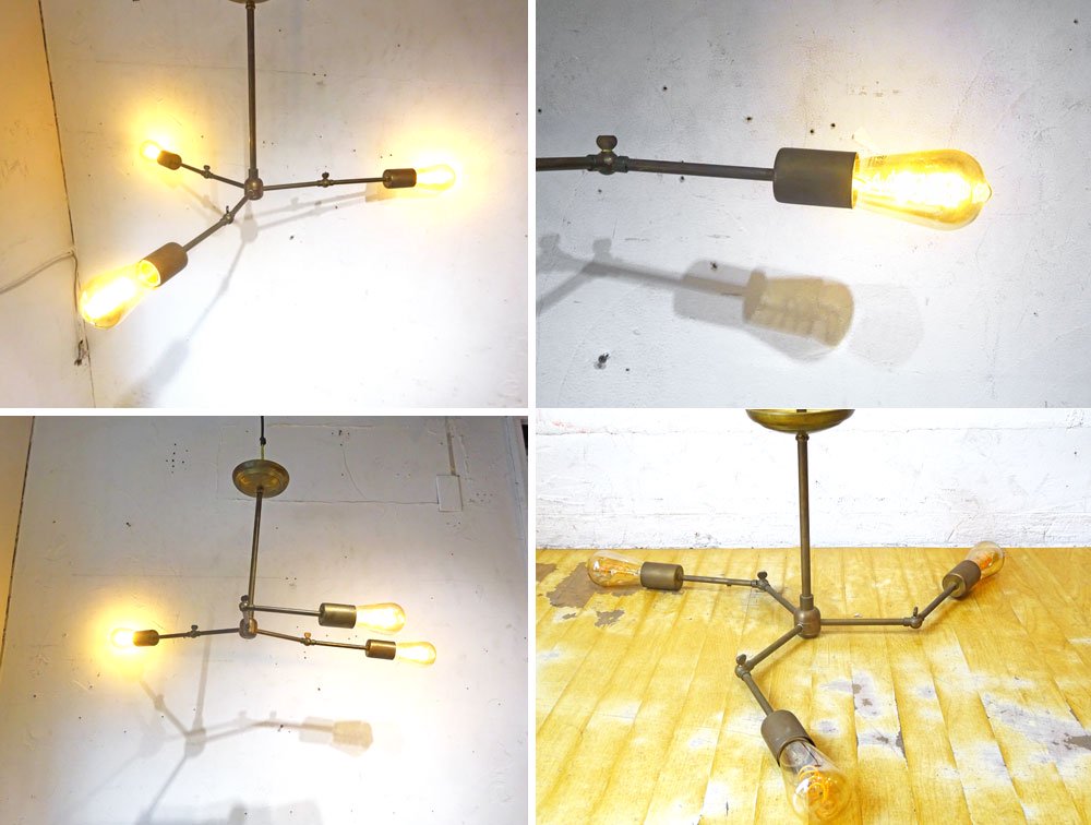 ե˥㡼 ACME furniture 3 åɥ֥饹 3arm solid brass lamp ڥȥ饤  
