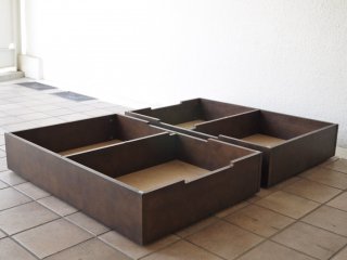 無印良品 MUJI 木製ベッド用下収納 ボックス仕切り付き ウォールナット 2個セット ◇