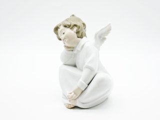 リヤドロ LLADRO 天使の考えごと なんとかなるよ フィギュリン 陶器人形 ポーセリンアート 置物 スペイン 定価￥22,000- ● 