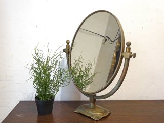 イギリス アンティーク 卓上ミラー 真鍮製 UK antique brass table mirror ヨーロピアン クラシカル デスクミラー ★