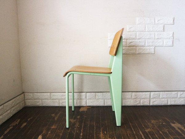 ジャン プルーヴェ Jean Prouve スタンダードチェア Standard chair リプロダクト オーク × グリーン B ◎