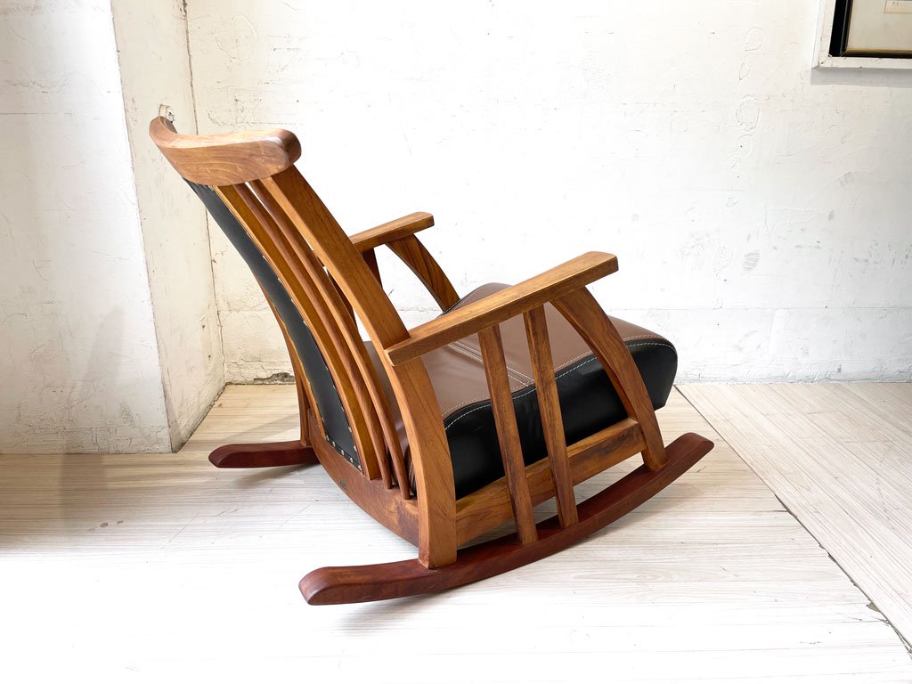 BC工房 ゆうゆうたたみ椅子 ロッキングチェア チーク無垢材 ブラウン 