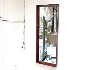 北欧デザイン ウォールナット 木製フレーム ウォールミラー 壁掛け鏡  ★