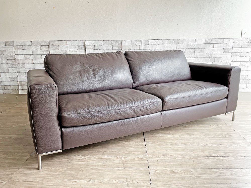 Italsofa 本革ソファ 2〜3人掛け ブラウン - 家具