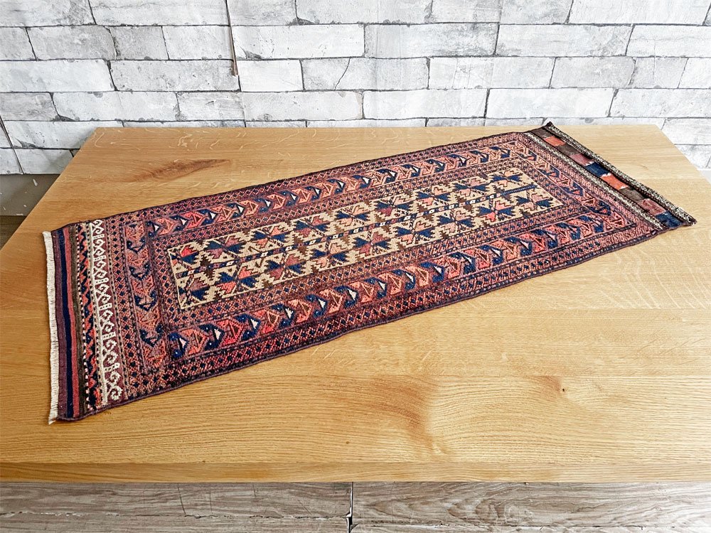 11】ビンテージ Vintage トライバルラグ バルーチ Bharuch ラグ 絨毯