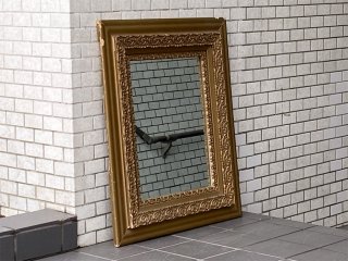 ヨーロピアンクラシック ビンテージ ウォールミラー 鏡 木製フレーム ゴールド アンティーク ■