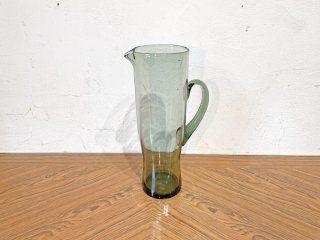 ミッドセンチュリーデザイン Mid century design ガラスピッチャー glass pitcher ジャグ ダークグリーン ★