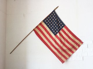 US ビンテージ アメリカ 星条旗 48スター 1912年〜1959年 木製ポール 付き 国旗 ◎