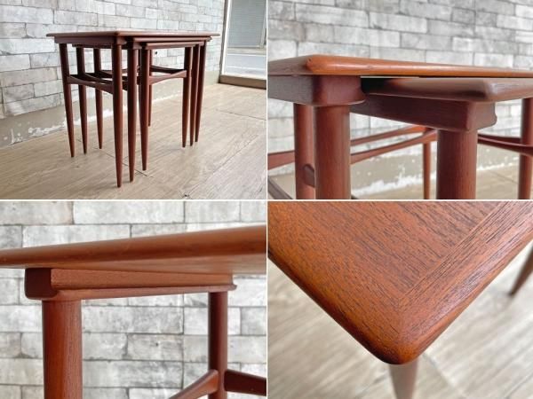 美品 Denmark デンマーク 最高級 ヴィンテージ チーク材 北欧モダン 3連ネストテーブル Smm2585m Smksalafiyahplumbon Sch Id