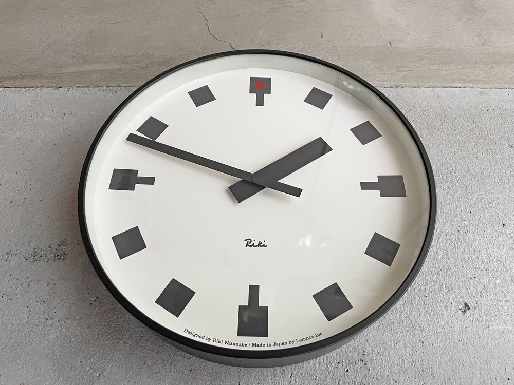 レムノス lemnos 日比谷の時計 WR12-03 ウォールクロック 掛け時計 渡辺力 マットブラック 定価￥13,200-♪