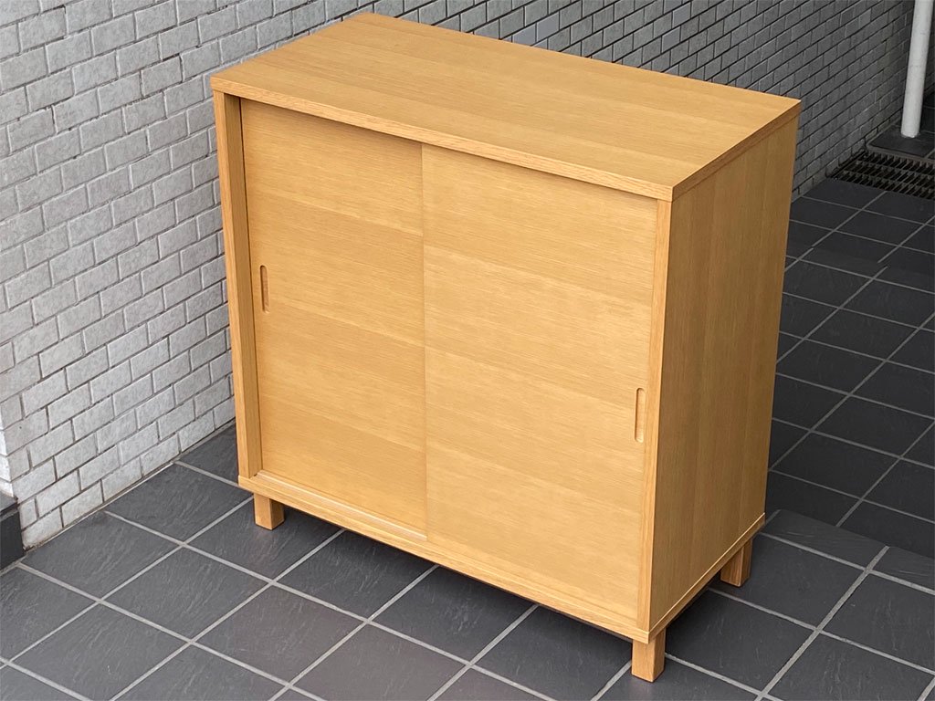 □ 無印良品 MUJI オーク材 ガラス扉 キャビネット 木製収納
