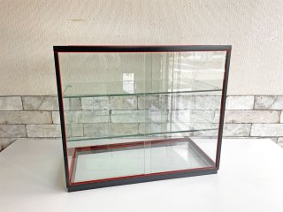 ジャパンビンテージ Japan Vintage ガラスキャビネット ショーケース コレクションケース 引き戸 ガラス棚板 5mm  ●