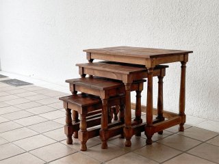 UKビンテージ UK vintage ネストテーブル Nested table 4pcs サイドテーブル 古材天板 リメイクファニチャー 英国 ◇