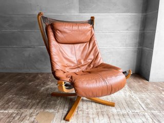 バットネ VATNE ファルコンチェア Falcon Chair イージーチェア 1Pソファ ラウンジチェア シガード・レッセル Sigurd Resell レザーシート 本革 ノルウェー ♪
