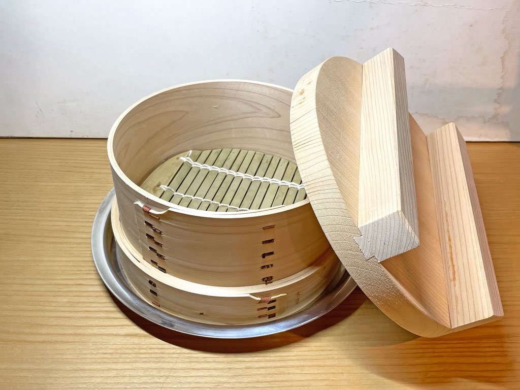 せいろ 木枠 せいろ蒸し木製蒸し器 4段 餅つき 昭和 レトロ 棚 - 小物入れ