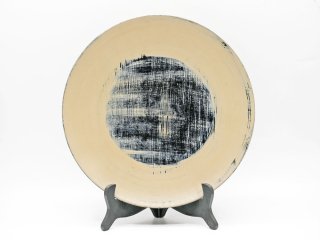 三谷龍二 ハクボク HAKUBOKU 白漆刷毛目皿 31cm プレート 丸皿 大皿 木の器  現代作家 ●