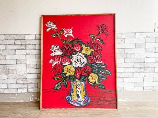 中川雅史 薔薇 油彩 サイン入り アート 芸術 現状品 ●