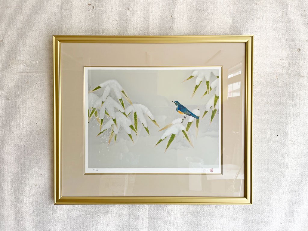 アート・版画・シルクスクリーン・たたずむ小鳥