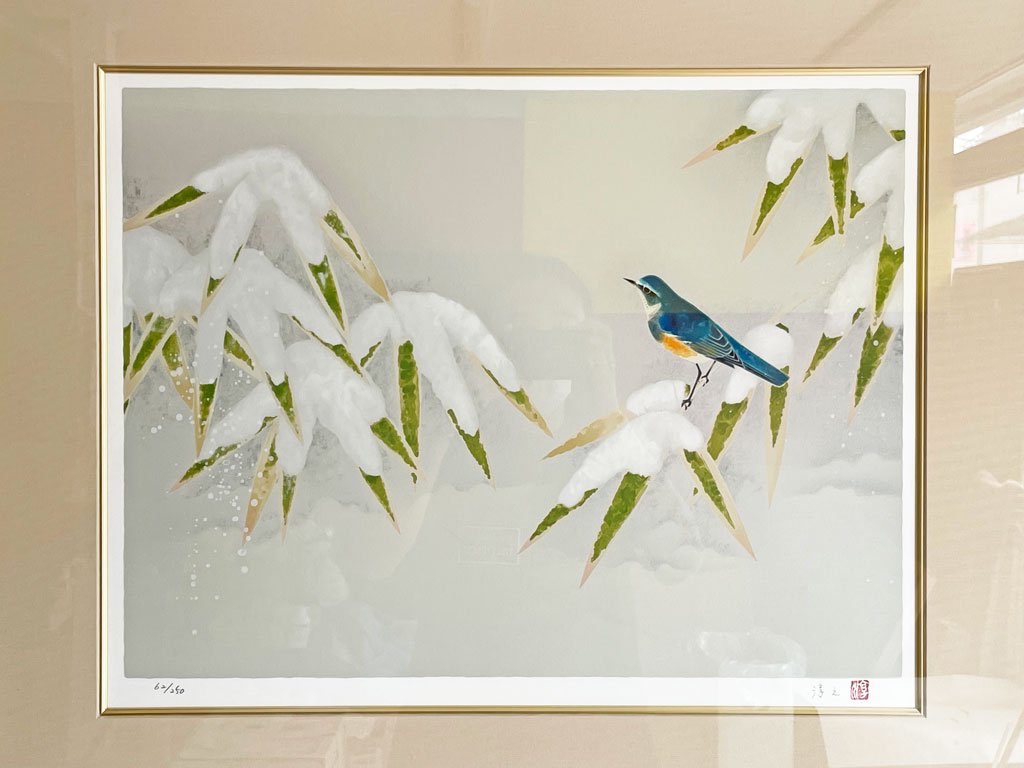 アート・版画・シルクスクリーン・たたずむ小鳥