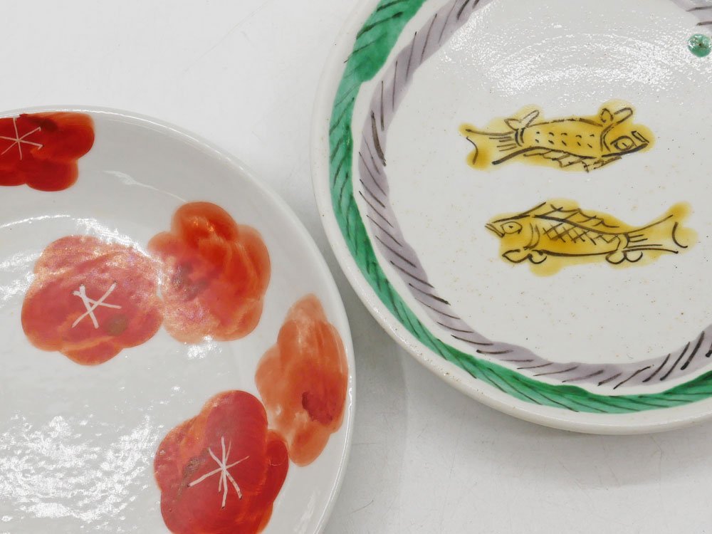 九谷焼 須田菁華 色絵コマニ双魚文皿 小皿 プレート Φ12cm 和食器 