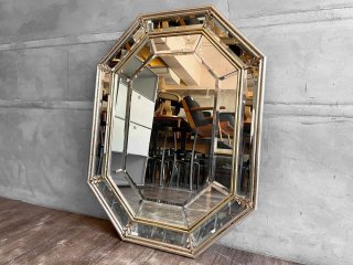ヨーロピアンクラシカル European Classical ウォールミラー 壁掛け鏡 姿見 縦長八角形 ゴールド 店舗什器♪