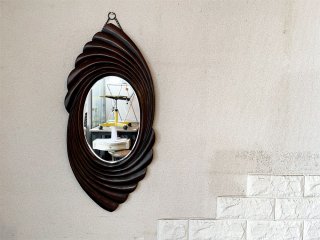 グレースミラー GRACE MIRROR 木製ウォールミラー 壁掛け 鏡 29×61cm ビンテージ ミッドセンチュリーデザイン ◎
