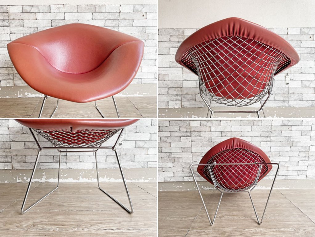 Υ Knoll ɥ Diamond Chair ե륫С PVC쥶 ֥饦 ϥ꡼ ٥ȥ ߥåɥ꡼ B  