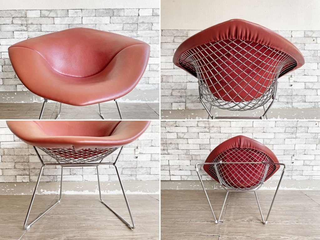 Υ Knoll ɥ Diamond Chair ե륫С PVC쥶 ֥饦 ϥ꡼ ٥ȥ ߥåɥ꡼ A  