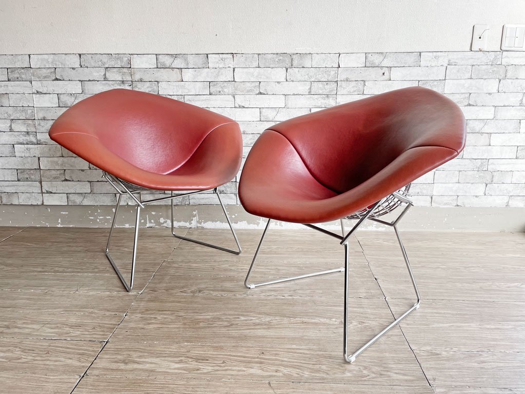 Υ Knoll ɥ Diamond Chair ե륫С PVC쥶 ֥饦 ϥ꡼ ٥ȥ ߥåɥ꡼ A  